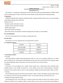 Product Instructions for Use-PMMA BLOCK